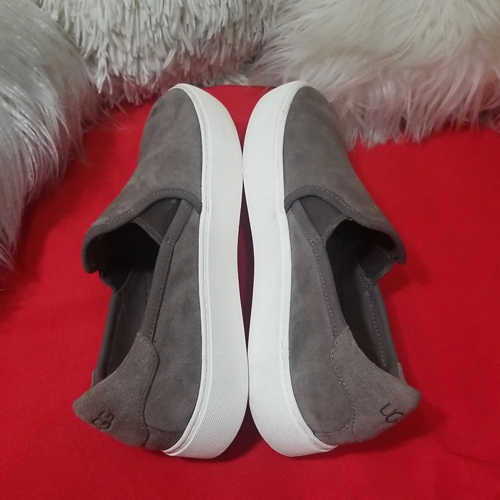 UGG Women's Gray Slip-On Suede Athletic Sneakers